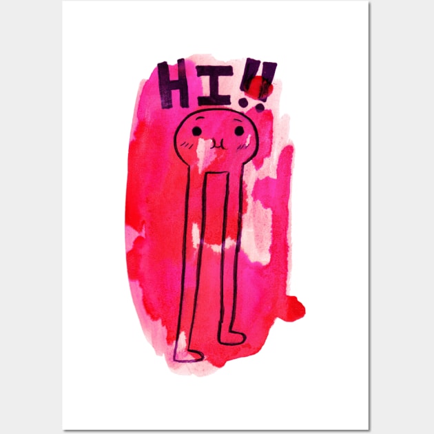 HI!! Tall Little Monster Watercolor Wall Art by saradaboru